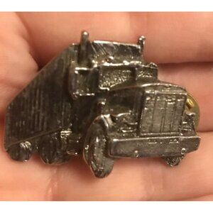Vintage Metal Semi Truck Lapel Pin 1.75 " long Transport Truck 18 Wheeler